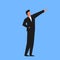 Vector illustration of a successful businessman pointing forward representing growth and success. Concept image of a confident man