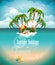 Vector illustration on a summer holiday theme with paradise island.