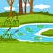 Vector illustration (summer pond in the woods)