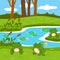 Vector illustration (summer pond in the woods)