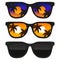 Vector illustration of sun glasses with tropical beach reflection. Isolated