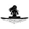 Vector illustration of SUP surfing with young woman practicing asanas on a supboard