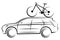 Vector illustration of a SUV or station wagon car with a bike on a roof for sport and adventures