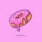 Vector illustration of sweet donut with melted cream.