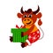 Vector illustration with symbol of the year of the bull. Cartoon character.