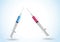 Vector illustration of a syringe. Medical icons . Syringe icon medicine drug. Medical care template with syringes before inj