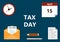 Vector illustration of the Tax Form, calculator and calendar. Tax form, a financial document for filing in flat style. Tax Day on