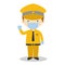 Vector illustration of a taxi driver with surgical mask and latex gloves as protection against a health emergency