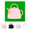 Vector illustration of teapot  and tea  symbol. Set of teapot  and porcelain stock symbol for web.