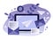 Vector illustration on the theme of emails. laptop screen and letters, envelopes.