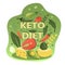 Vector illustration on the theme of keto diet, nutrition. lettering keto diet and various foods