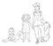 Vector illustration of three children of different ages. A girl and a boy. Teenager, infant and child.