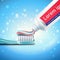 Vector illustration.Toothpaste being applied to the toothbrush. Teeth cleaning and brushing background