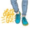 Vector illustration top view on sneakers