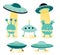 Vector illustration on the topic of ufology: ufo, aliens. Alien attack posters.