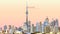 Vector illustration of Toronto city skyline at sunrise