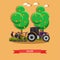 Vector illustration of tractor plowing soil in flat style