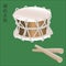 Vector illustration of Traditional asian percussion instrument Taiko or Shime Daiko drum. Japanese, Chinese, Korean