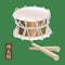Vector illustration of Traditional asian percussion instrument Taiko or Shime Daiko drum. A name of the drum Shime Daiko is writte