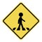 Vector illustration of traffic rectangle sign for zebra cross, pedestrian road crossing, pelican walk zone in black and yellow