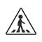 Vector illustration of traffic triangle sign for zebra cross, pedestrian road crossing, pelican walk zone in black and white