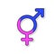 Vector illustration. Transgender or hermaphrodite symbol. Gender pictogram. Cartoon sticker in comic style with contour.