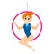 Vector Illustration of a Trapeze Girl sitting on the Ring