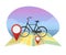 Vector illustration traveler with bicycle on map background