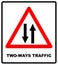 Vector illustration of triangle traffic sign for two way