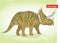 Vector illustration of Triceratops from family of large horned dinosaurs on the green background. Series of prehistoric dinosaurs.