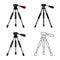 Vector illustration of tripod and support logo. Set of tripod and stand stock vector illustration.