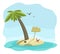 Vector illustration of tropical island with signbo