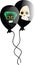 Vector illustration of two black baloons with white and green scull