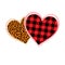 Vector illustration of two hearts with buffalo plaid and leopard print