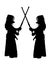 Vector illustration of two kendo fighters.