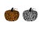 Vector illustration of two pumpkins or cucurbita with leopard print