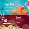 Vector illustration of two web banners with fast food pictures