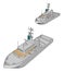 Vector illustration of two white navy battle ships