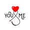 Vector illustration of typography text sign you and me with heart