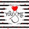 Vector illustration of typography text sign you and me with heart