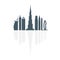 Vector illustration of United Arab Emirates skyscrapers silhouette. Dubai buildings and symbol.