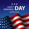 Vector illustration of United States of America realistic flag and Text Memorial Day