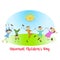 Vector illustration of Universal Childrens day Joyful boys and girls dancing