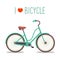 Vector illustration of urban hipster bike in trendy flat style with text I Love Bicycle.
