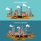 Vector illustration. Urbanization and industrial revolution. Pipe. Air pollution. Oil and gas, fuel. EPS10 format.