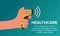 Vector illustration of the use of an infrared thermometer. Suitable for health banners, prevention of disease transmission