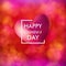 Vector illustration of Valentines day card on bright, festive, blurred red background.