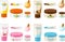 Vector illustration of various beauty products and lotions