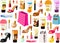 Vector illustration of various beauty products and lotions