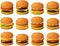 Vector illustration of various burgers isolated on white background